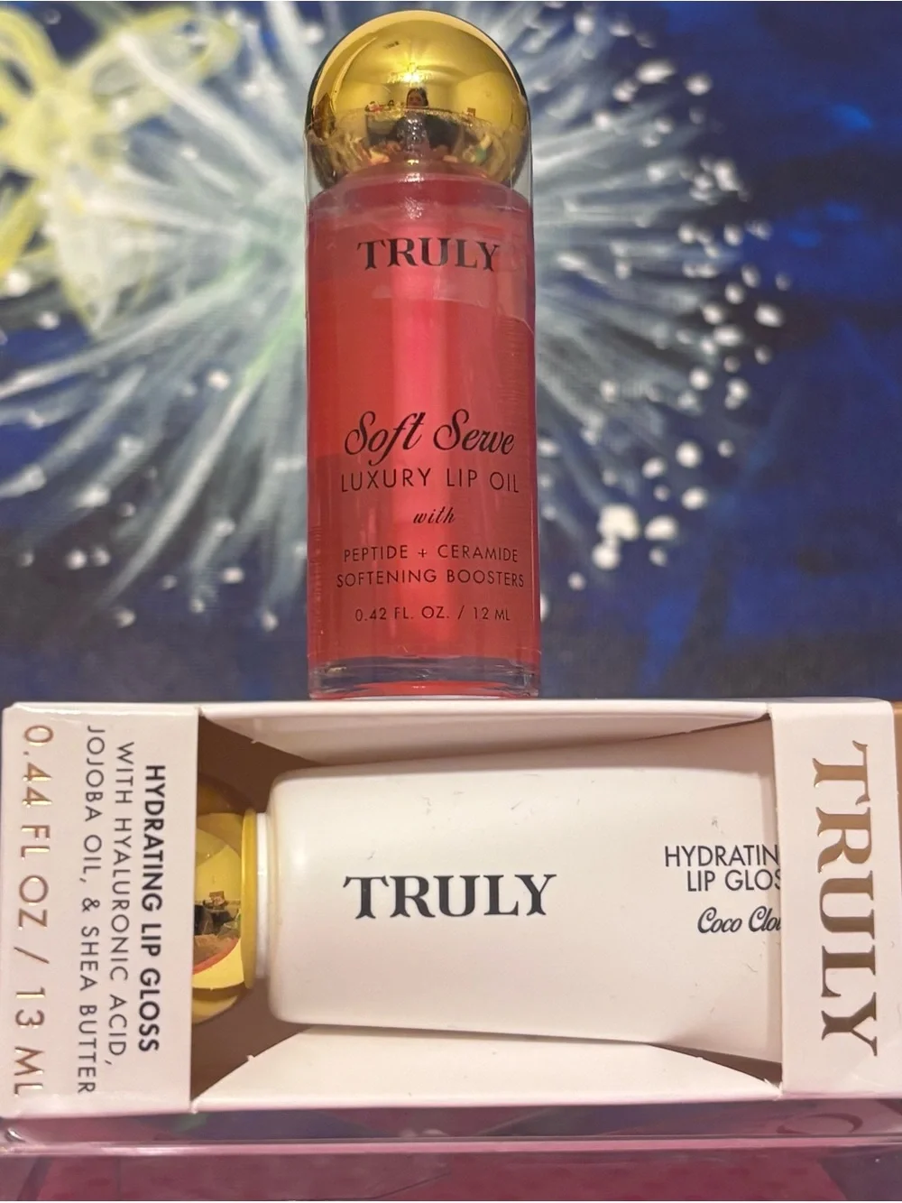 TRULY Soft Serve Luxury Lip Oil & Hydrating Lip Gloss - Pink with Gold Cap